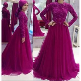 Sleeves Lace Dresses Long Prom Applique Beaded Tulle Floor Length Jewel Neck Custom Made Evening Gown Formal Ocn Wear Vestidos Plus Size