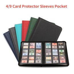 Games PU Leather 4/9 Pockets Game Card Book Card Side Loading Binder TCG Game Zipper Card Album Fixed Pockets Pages for MG/PKM/FOW/YGO