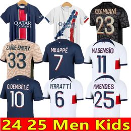 24 25 Maillot MBAPPE Soccer Jerseys Kids Kit 23/24 Training Pre Match 2023 2024 Maglia Paris Home Away Football Shirt HAKIMI FABIAN VITINHA O DEMBELE