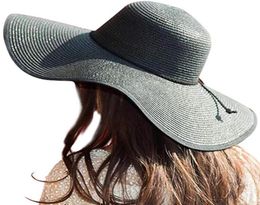 Fashion Womens Big Bowknot Straw Hat Summer Floppy Foldable Roll Up Beach Cap Women Sun Hat Folding Beach Cap Sun 2020 305399068