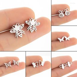 Stud Earrings Jisensp Creative Insect Stainless Steel Mini Small Bee Earring For Women Kids Party Jewelry Friendship Gift