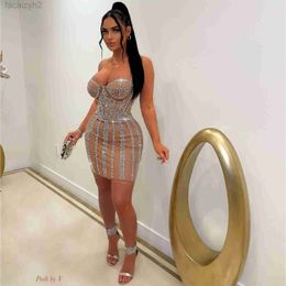 Basic Casual Dresses new product spring summer sling mesh hot drill nightclub perspective sexy dress Plus Size Dresse