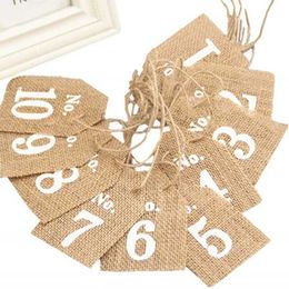 Banner Flags Pack of 10 Burlap 1-10 Numbers Flags Banner Table Decoration Vintage Rustic Wedding Party Decoration 5BB5791