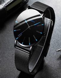 2021 Minimalist Men039s Fashion Ultra Thin Watches Simple Men Business Stainless Steel Mesh Belt Quartz Watch relogio masculino3640278