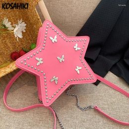 School Bags Korean Sweet Y2k Aesthetic Star Shoulder Fashion Chic Butterfly Crossbody Handbags Casual All Match Vintage Rivet Backpacks