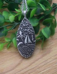 Pendant Necklaces 12pcs Ocean Waves Travel Jewelry Pirate Sailboat Necklace For Nautical AdventurerPendant7201897