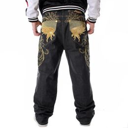 Nanaco Mens Loose Jeans Wide Leg Fashion Embroidery Skateboarder Hip Hop Baggy Denim Pants Big Size 3046 240430