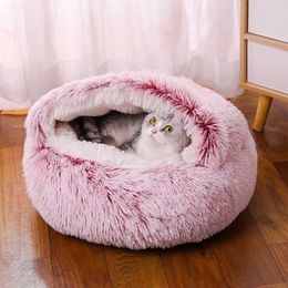 Cat Beds Furniture Plush Pet Cat Bed Round Cat Cushion Cat House 2 In 1 Warm Cat Basket Pet Sleep Bag Cat Nest Kennel For Small Dog Cat dog bed