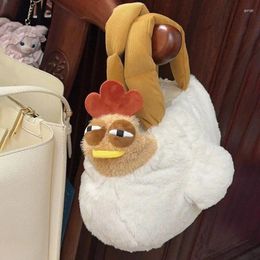 Drawstring Women Cartoon Cute Chicken Handbag Girl Funny Doll Shoulder Bag