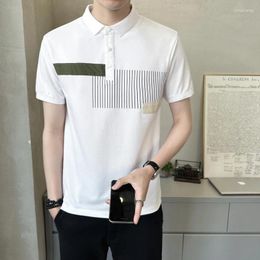 Men's Polos Business Casual Polo Shirts Summer Fashion Short-Sleeve T Shirt Printing Tops Daily Oversized