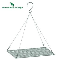 Grills Boundless Voyage Titanium Barbecue Grill with Hanging Chain Food Charcoal Carbon BBQ Furnace Outdoor Camping Picnic Tableware