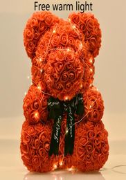 40cm Bear of Roses with LED Gift Box Teddy Rose Soap Foam Flower Artificial Gifts for Women Valentines5598956