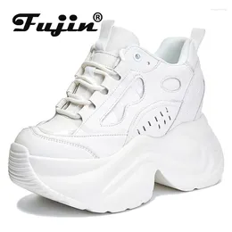 Casual Shoes Fujin 8cm Synthetic Genuine Women High Brand Fashion Chunky Sneakers Platform Wedge Leather 2024 Autumn Spring Boot Ankle