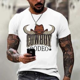 Men's T-Shirts Mans T Shirts Vintage Cowboy Clothing Short-slved Tops 2024 Mens T-shirts New Summer Come Loose Casual Strtwear T240505