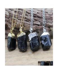 Pendant Necklaces Black Tourmaline Pendants Chains Chakra Healing Crystal Natural Gmes Quartz Chips Reiki Chams Necklace Women Dro2517797