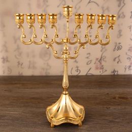 Holders New Metal Silver/Gold Plated Candle Holders 9Arms Stand Zinc Alloy High Quality Pillar For Wedding Portavelas Candelabra