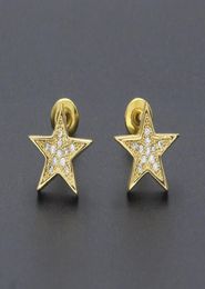 Mens Hip Hop Stud Earring Jewelry New Fashion High Quality Gold Silver Fivepointed Star Earrings7750004