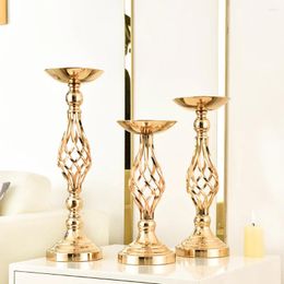 Candle Holders Wrought Iron Vase No Peeling Paint Strong And Sturdy Gold Home Decorations Candlestick Not Easy To Collapse Does Fade