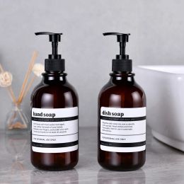 Set Dish Soap Dispenser for Kitchen Sink with Pump Bathroom Hand Soap Bottle with Waterproof Label Bathroom Lotion Container