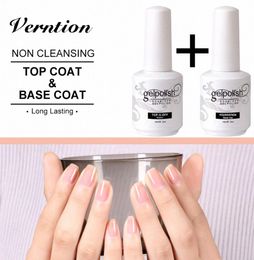 Verntion Bottom Gel 15ml No Wipe Top Base Coat UV Nail Gel No Sticky Nail Polish Easy Clean Foundation UV Polish 03gm2562779