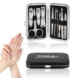 10pcs Nail Manicure Set Pedicure Scissor Tweezer Knife Ear Pick Utility Nail Clipper Kit Stainless Steel Nail Care Tool Set6190915