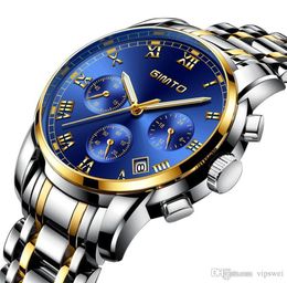 Multifunction Watches Mens Luxury Steel Band 6 pin Quartz Analog Wrist Watch with Chronograph Waterproof Date Men039s Military 7704884