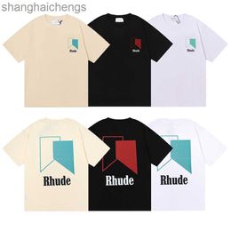 High Quality Original Rhuder Designer t Shirts Fashion Brand Track Printed High Gramme Weight Double Yarn Cotton Short Sleeve Tshirt Loose for Men with 1:1 Logo