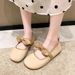 Slippers Half Women's Shoes 2024 Spring/Summer Outwear Fairy Style Flat Bottom Baotou Soft Bow Tie Cool