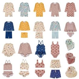 Swimwear Kids Swimwear Sets New 2024 KU Brand Summer Toddler Baby Girls Swimsuits One Piece Cute Print Holiday Outwear Bikini Clothes