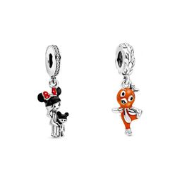 Parks Epcot Flower Garden Little Florida Orange Bird Charm Mother and Child charms 925 Sterling Silver fit pendant necklace brac9535241