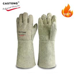 Gloves 500 Degrees Heat Insulation Gloves High Temperature Resistant Gloves to Hot Flame Retardant Antiscald Fire Aramid Fibre Woven