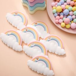 Blocks 5 PC Silicone Teether Rodent Rainbow Clouds Food Grade Silicone Pandents DIY Teething Toys For Teeth Tiny Rod Baby Teethers Gift