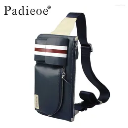 Waist Bags Padieoe Men Sling Bag Chest Shoulder Crossbody Satchel Genuine Leather Fashion