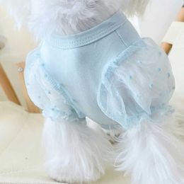 Dog Apparel Pet Mesh Bubble Sleeve Basecoat Clothing T-shirt Little Teddy Yorkshire Maltese Autumn/Winter Vest H240506