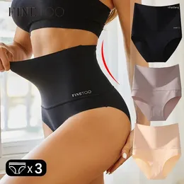 Women's Panties 3pcs High Waisted Solid For Women Soft Tummy Control Underwear Stretch Seamless And Sexy Lingeries