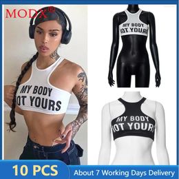 Women's Tanks 10pcs Bulk Items Wholesale Lots Summer T Shirts For Women Sexy Bodycon Sleeveless Letter Print Crop Tops Cute Camis Y2k M13561