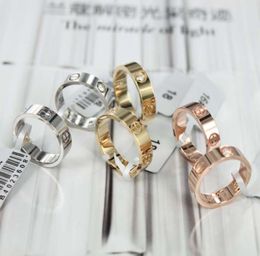 quality titanium steel silver rose gold couple ring lovers Rings for Women and Men Jewellery Wedding Rings NO original box9550372