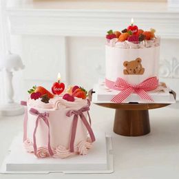 3PCS Candles Hot Sale Love Heart Shaped Red Cake Decorated Candles Happy Birthday Pink Princess Birthday Party Baked Candles