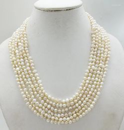 Necklace Earrings Set Original Design! Exquisite Bridal 3A High Quality 6 Row Natural White Baroque Pearl