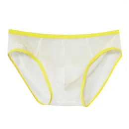 Underpants Mens Triangle Pants Ultra Thin Transparent Sexy Underwear Men'S Low Waisted Breathable Cotton Japanese Man