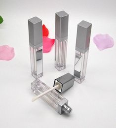 50100pcs 20pcs 7ml Silver Square Empty Lipstick Lip Gloss Tubes With LED Light Clear Cosmestic Packaging Container With Mirror Rq4464551