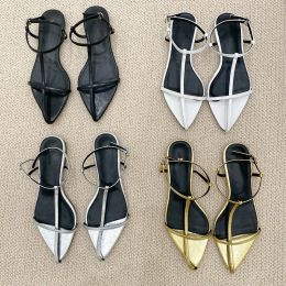 Sandals Sandals Bailamos Women Sandals Fashion Narrow Band Flat Heel Pointed Toe Ankle Buckle Zapatos Muje Ladies Gladiator Shoes 230703