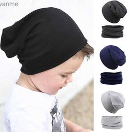 Caps Hats 2-piece new baby hat scarf set for boys and girls hip-hop hat autumn soft elastic bean hat cotton newborn hat warm accessories WX