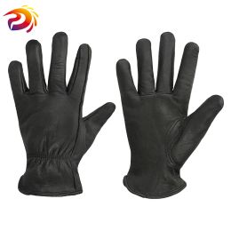 Gloves Black Work Gloves Leather Gardening Motorcycle Cowhide Grain Leather Safety Working Glove Men&Women