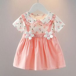 Summer Baby Girl Dress Doll Collar Princess Costume Wedding Birthday Party Outfit Toddler Clothing Children Lovely A1087 240428
