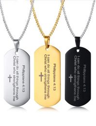 High Polished Mens Womens Dog Tag Prayer Pendant Necklace Philippians 4:138986577