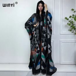 Dresses WINYI new Winter dress outfits Women high quality Coat Loose Thick Warm Female kaftan Coats poncho dress Hooded mop coat Abaya