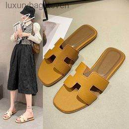 Fashion Original h Designer Slippers 2024 New h Slippers Womens Summer Outwear Fashion Size Flat Bottom Sandals with 1:1 Brand Logo