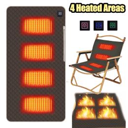 Mat 4 Heated Areas Heated Seat Cushion Thickened Warming Heating Mat Cushion 3 Adjustable Temperature Type C/USB Charging for Winter