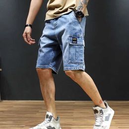 Men's Shorts 2024 Summer Mens Work Suit Capris denim shorts mens trend loose fitting oversized pocket shorts casual CaprisL2405